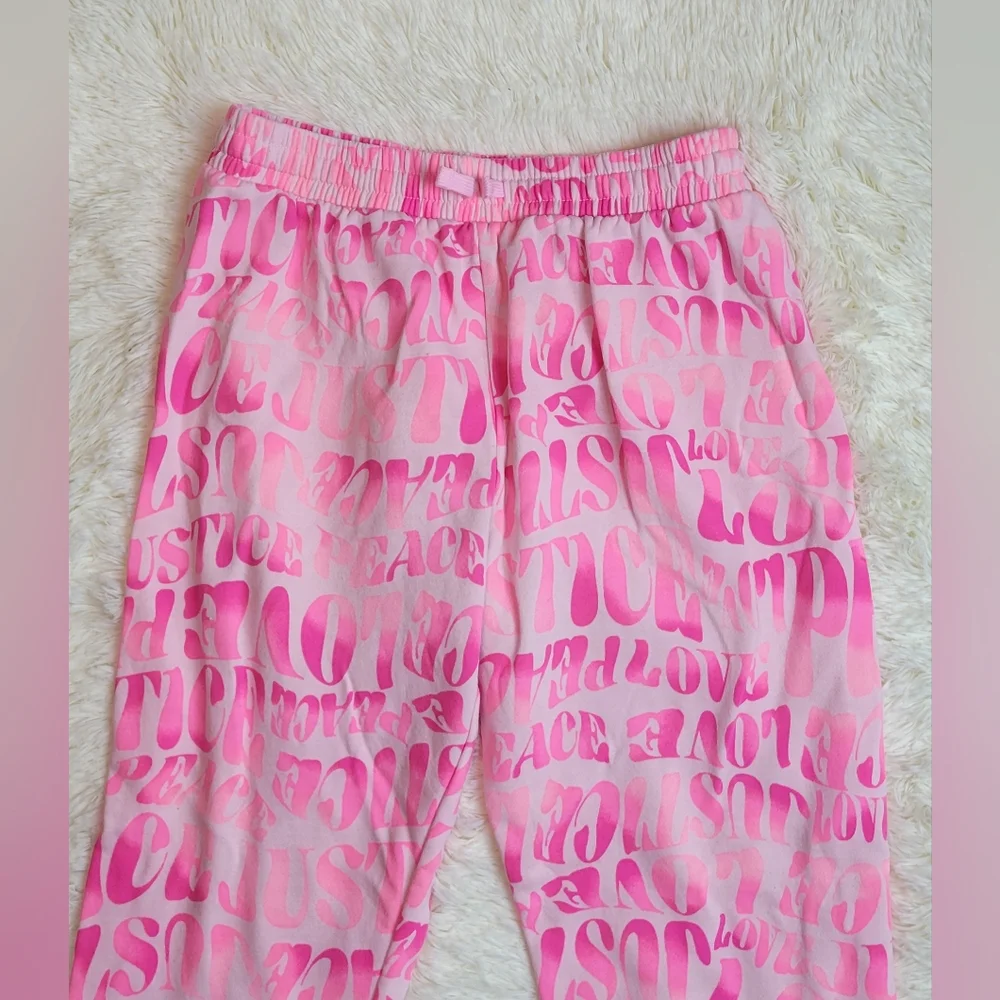 Justice Girls Hot Pink Fleece Jogger Pants Sweatpants Sweats XL plus 16p- 18p